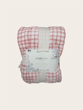 Shabby Chic Pink and White Check Soft Plush Blanket - Full/Queen
